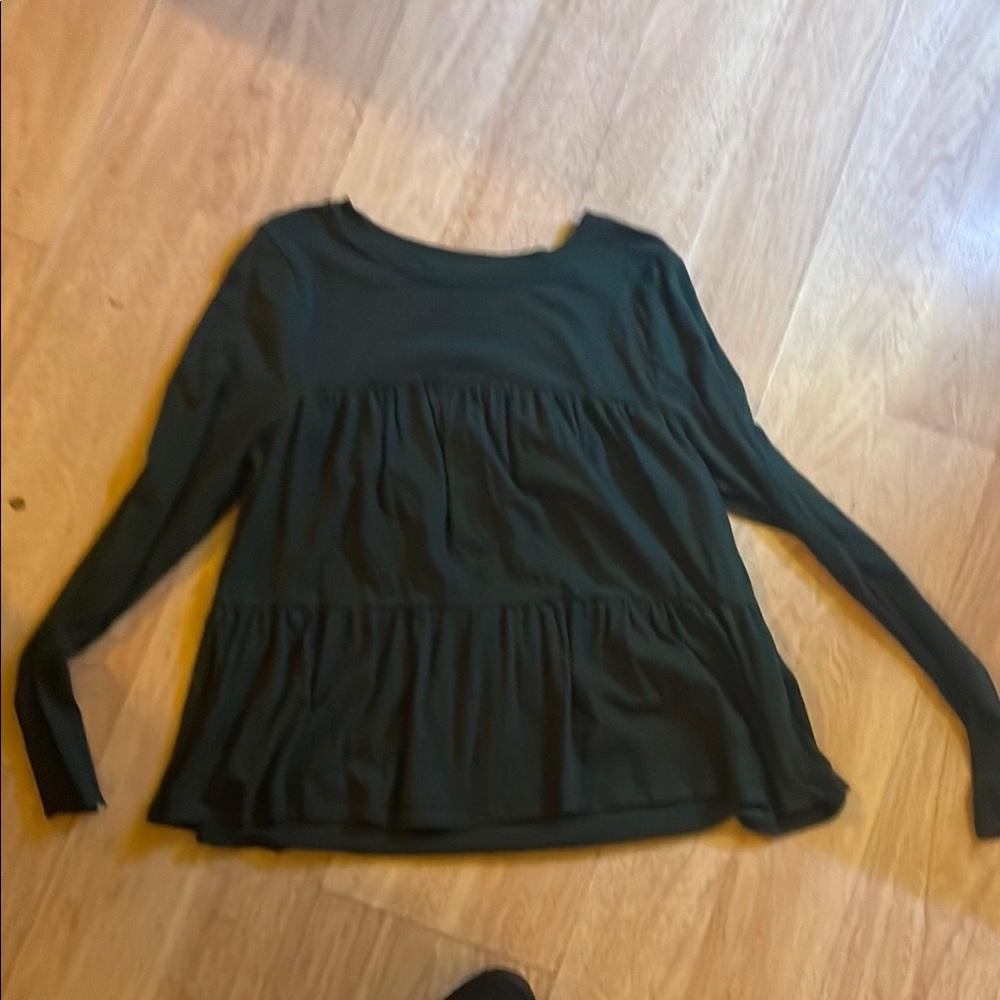 Black Long Sleeve Tiered Top